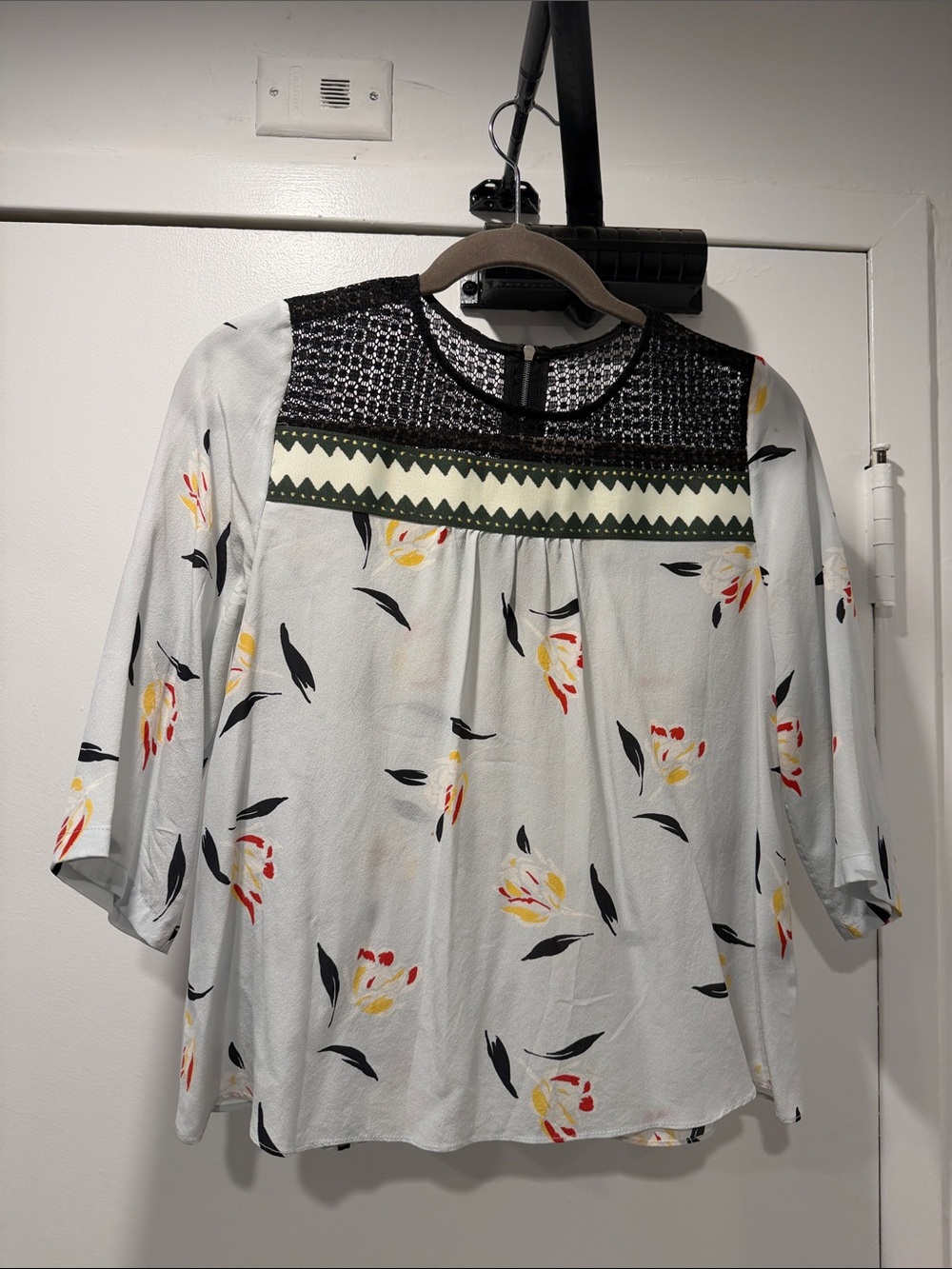 Women's Floral Blouse with Crochet